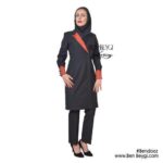 مانتو و شلوار اداری مشکی بته جقه پارچه بزیاق کد 3559