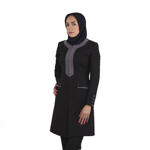 مانتواداری مشکی رومنس پارچه بزیاق کد 30506