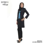 مانتو اداری مغزی فیروزه ای پارچه بزیاق کد 35000