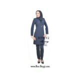 مانتو اداری سرمه ای یقه آمریکایی پارچه بزیاق کد 3487