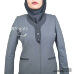 مدل مانتو و شلوار اداری یقه کرواتی کد 373