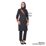 مانتو و شلوار اداری مشکی بته جقه پارچه بزیاق کد 3559