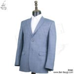کت و شلوار مردانه اداری پارچه فاستونی طرح چهارخانه رنگ آبی یقه انگلیسی کد RAM-5388
