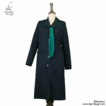 مانتو شلوار اداری سرمه ای دو جیب درب دار کروات دار پارچه فیونا کد 8827