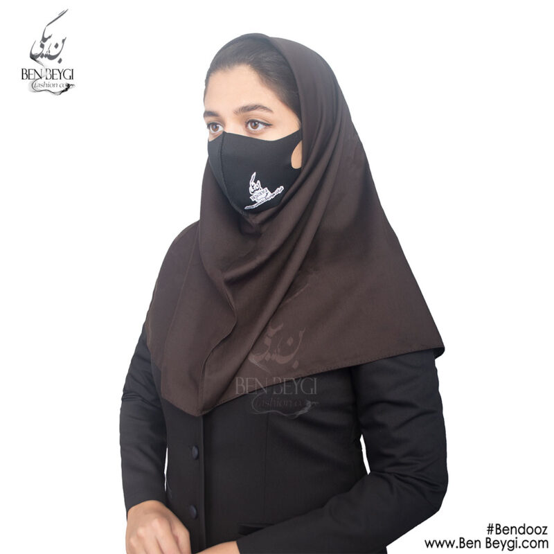 مقنعه اداری | پارچه تترون | رنگ قهوه ای تیره قد کوتاه کد KH-15962