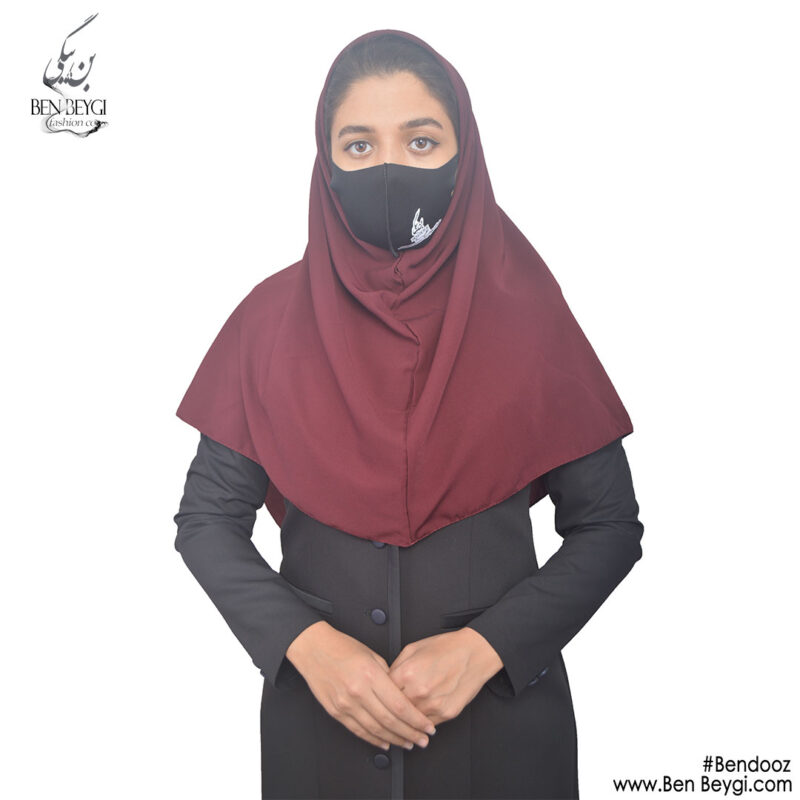 مقنعه اداری | پارچه تترون | رنگ زرشکی کد KH-15955