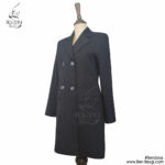 مانتو شلوار اداری مشکی دیپلمات یقه انگلیسی قد 85 کد 16286-TA-750