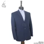کت شلوار مردانه اداری پارچه فاستونی 80-20 رنگ سرمه ای یقه انگلیسی دو دکمه دو چاک کد 16867-MS