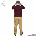 بافت یقه گرد مردانه رنگ زرشکی آستین بلند کد ma-21678