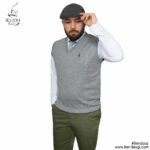 ژیله بافت یقه هفت مردانه رنگ طوسی روشن شلوار سبز آستین حلقه ای کد MA-22163