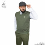 ژیله بافت یقه هفت مردانه رنگ سبز شلوار سبز آستین حلقه ای کد ma-221064