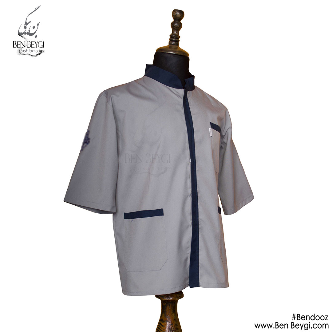 لباس کار خدماتی رنگ طوسی خرجکار مشکی 2