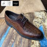 کفش اداری مردانه چرم بند دار کلاسیک ساعتی بافتی کروکو، زیره میکرولایت کد SA-27192