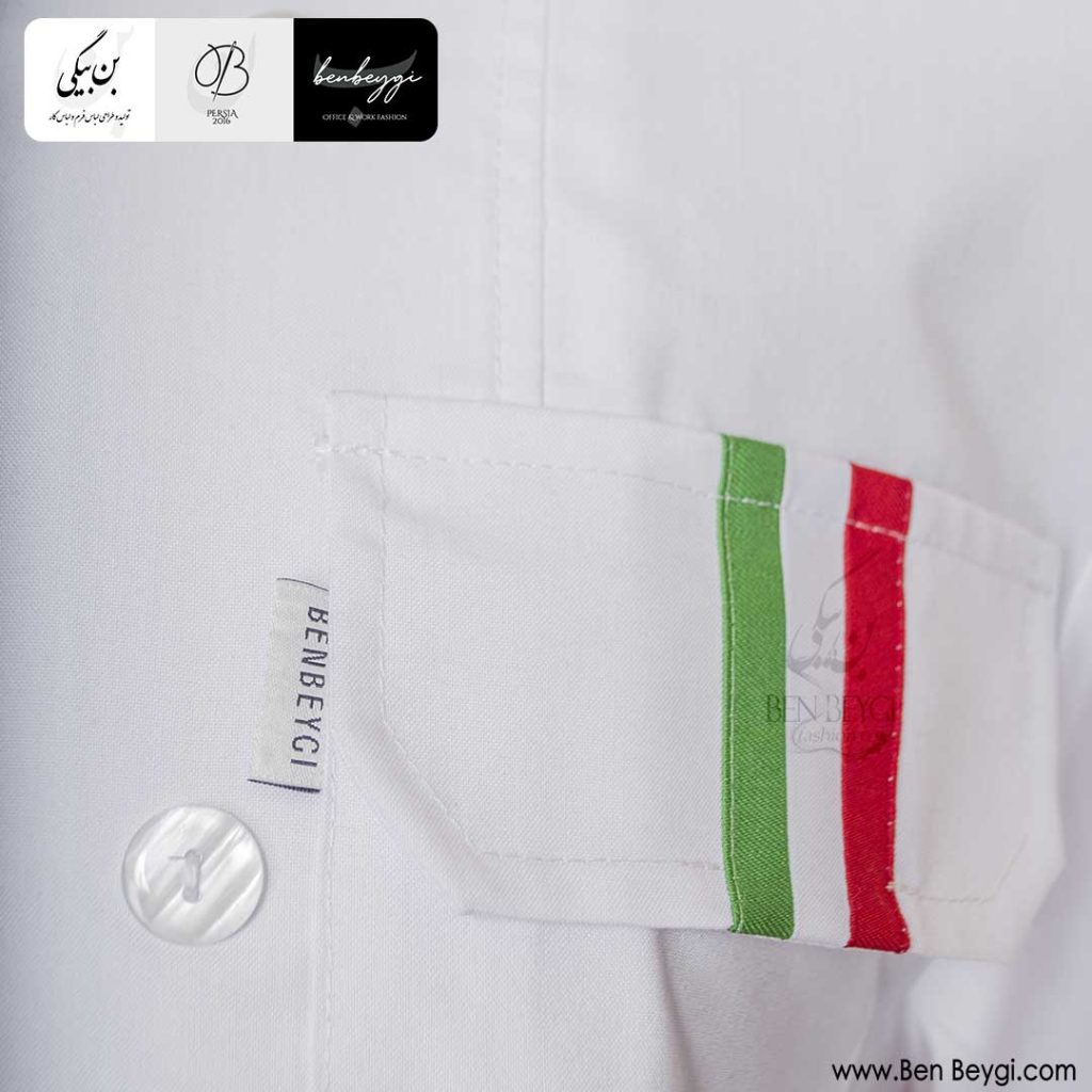 پیراهن آشپزی دو ردیف دکمه روهمگرد دار یقه طرح ایتالیا رنگ سفید کد 28660 (3)