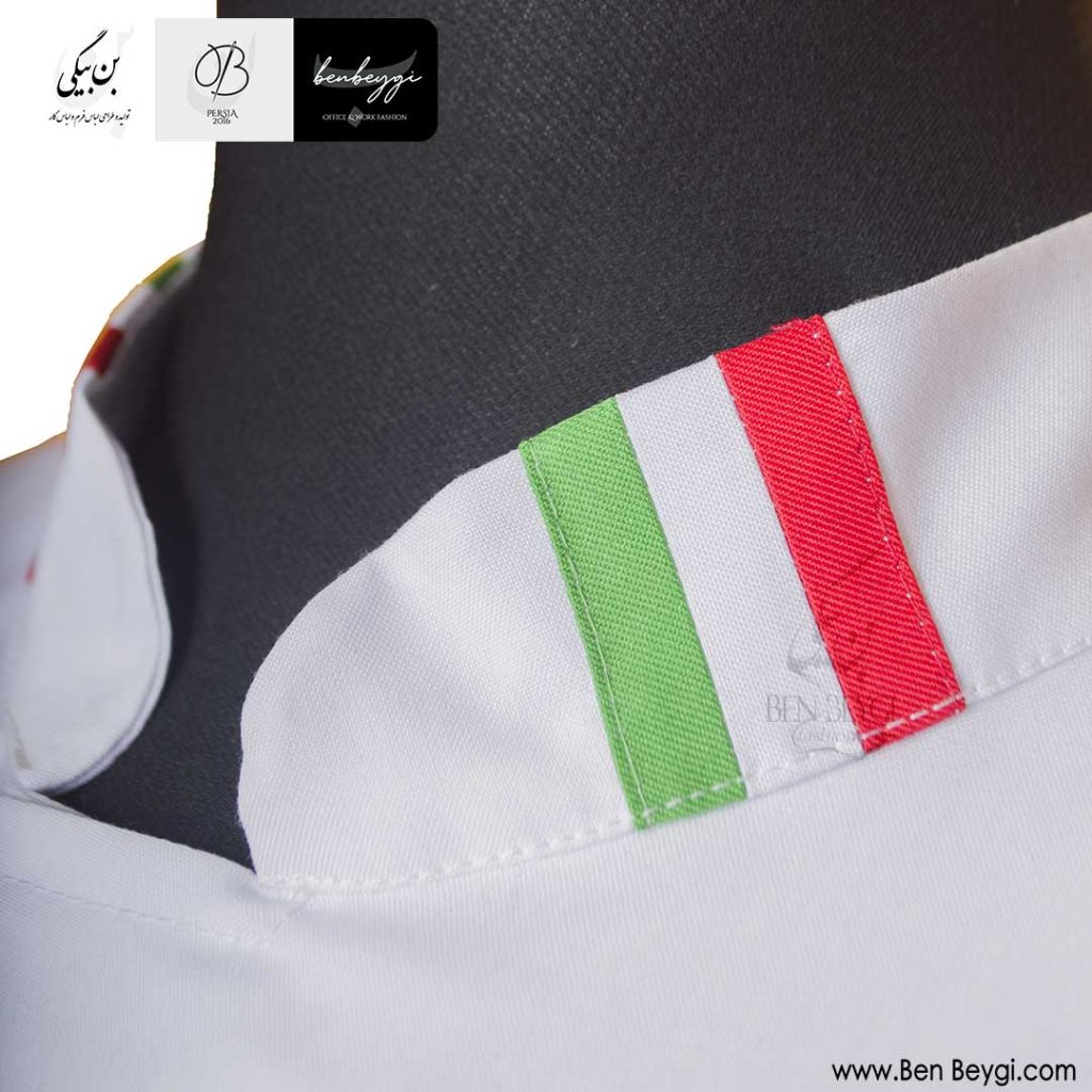 پیراهن آشپزی دو ردیف دکمه روهمگرد دار یقه طرح ایتالیا رنگ سفید کد 28660 (4)