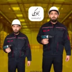 کاپشن کار مهندسی با شلوار پارچه کتان مدل یقه دار چهار جیب رنگ مشکی خرج کار قرمز کد 25478