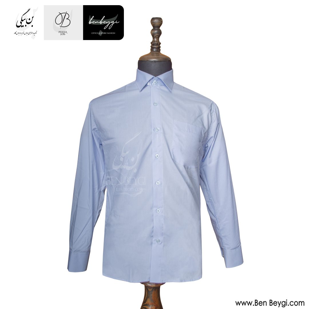 پیراهن مردانه تمام رخ رنگ آبی روشن پارچه تترون (2)