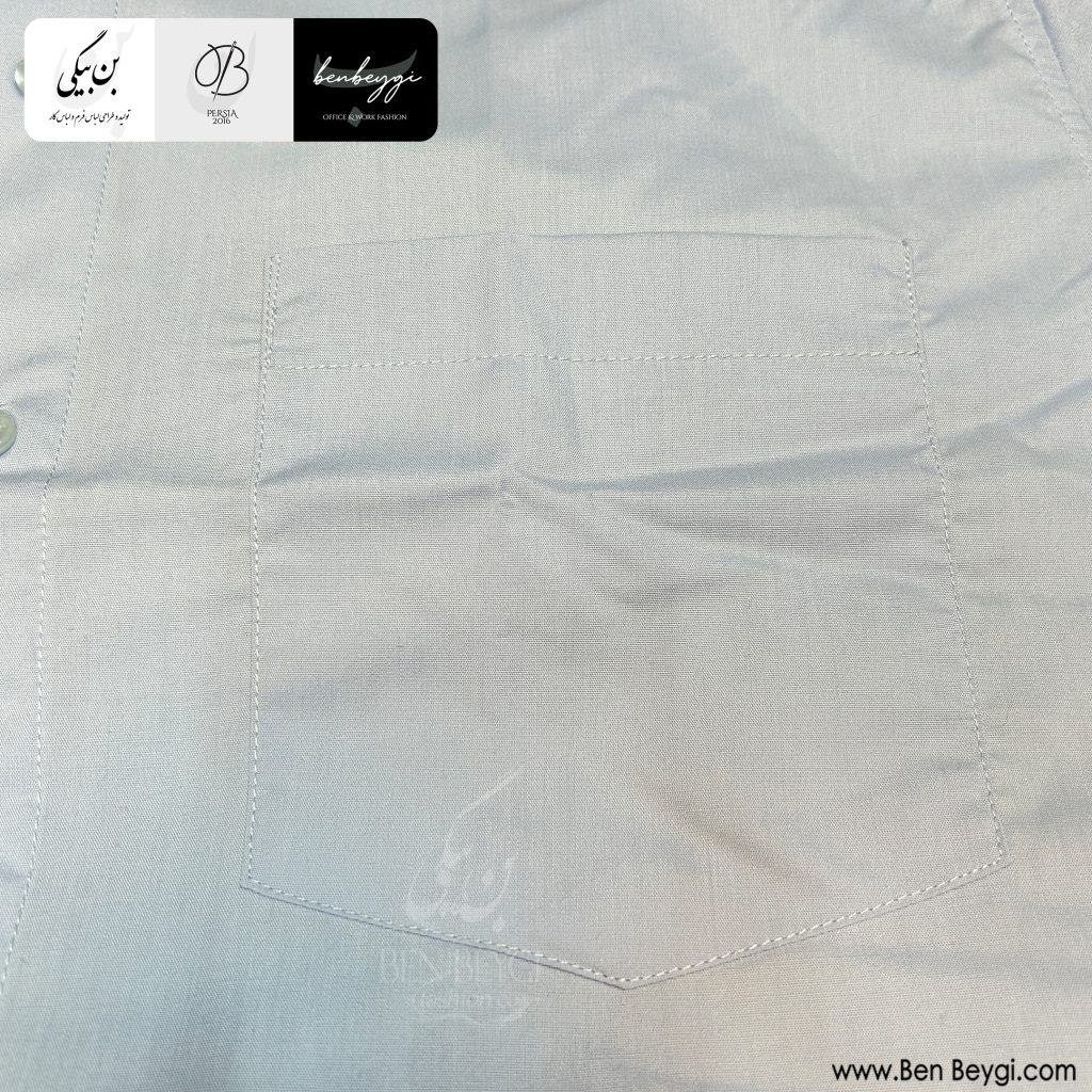 پیراهن مردانه از جیب رنگ آبی روشن پارچه تترون (1)