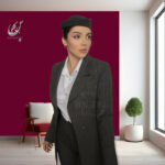 مانتو شلوار اداری یقه انگلیسی جلو باز