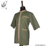 پیراهن-خدماتی-پارچه-ترگال-رنگ-سبز-خرج-کار-کرم-کد-33383-2 copy