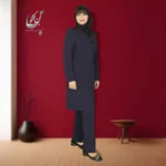 مانتو شلوار اداری یقه هفت سرمه ای