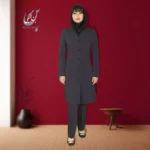 مانتو شلوار اداری یقه هفت سرمه ای عکس دوم